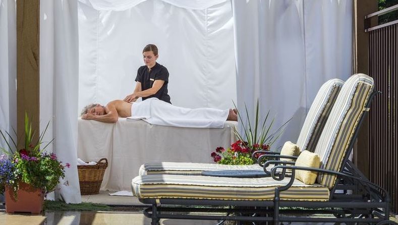 Guest receives outdoor massage at Hotel Park City Spa